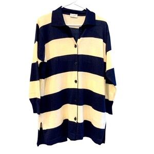 Rodier Paris  vintage womens cardigan/ jacket  navy white  wide stripe
